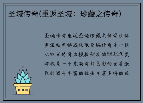 圣域传奇(重返圣域：珍藏之传奇)